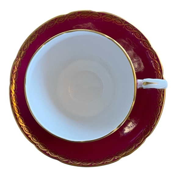 Vintage Rare Paragon fine bone China burgundy red & gold teacup & saucer set - Picture 16 of 16